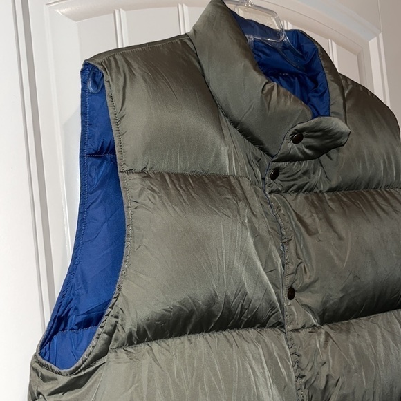 Army Green LL Bean, Goose Down Snap Close Puffer Vest Men’s Size Large Tall - Picture 4 of 13